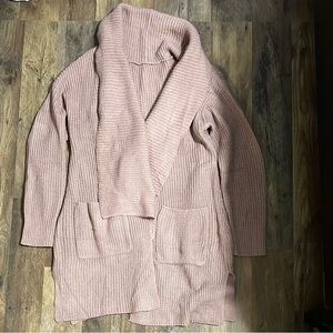 Cozy Pink Shawl Collar Sweater